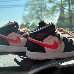 Air Jordan Kids' Black and Pink Sneakers